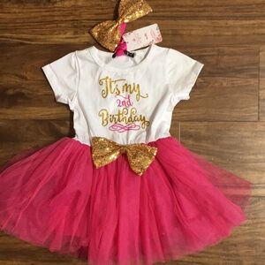 Pink and Gold 2nd Birthday Tutu Dress